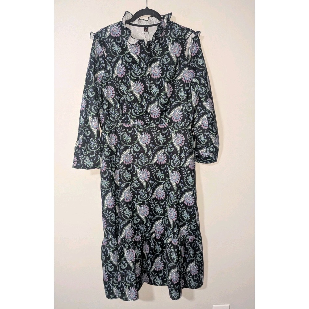 S NWT N by Nancy Black Paisley Print Midi Dress